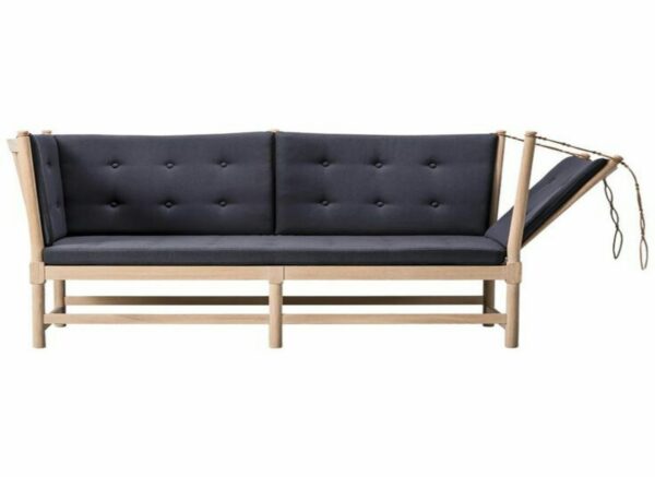 Classic Minimalist Sofa 2 Seater - Painted Natural Mindi - Fabric Black 109