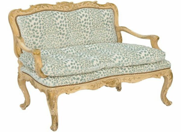 Classic French Louise XV Sofa 2 Seater - Painted White Cream Duco Mahogany - Fabric Beige 111