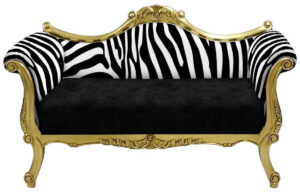 Daabadi Furniture Wholesale Classic Baroque Sofa 2-Seater Painted Antique Gold Mahogany Fabric Multi-Color