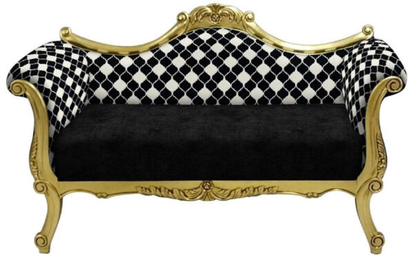 Daabadi Furniture Wholesale Classic Baroque Sofa 2-Seater Painted Antique Gold Mahogany Fabric Multi-Color