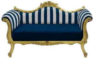 Daabadi Furniture Wholesale Classic Baroque Sofa 2-Seater Painted Antique Gold Mahogany Fabric Multi-Color