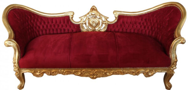 Daabadi Furniture Wholesale Classic Baroque Racoco Sofa 2-Seater Painted Gold Mahogany Fabric Black