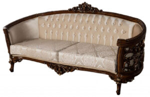 Daabadi Furniture Wholesale Classic European Sofa 2-Seater Painted Antique Brown Mahogany Fabric Beige