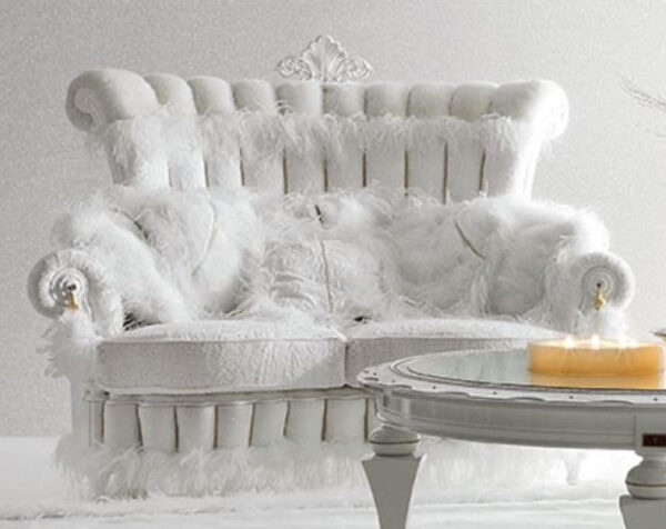 Daabadi Furniture Wholesale Classic Modern Luxury Sofa 2-Seater Painted White-Duco Mahogany Fabric White-Velvet