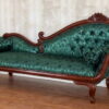Daabadi Furniture Wholesale Classic Rococo Sofa 2 Seater Walnut Brown Mahogany Fabric Dark Grey 24