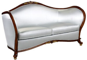 Daabadi Furniture Wholesale Classic Traditional Sofa 2-Seater Painted Antique Brown Mahogany Fabric Beige