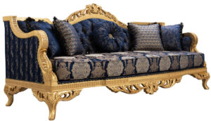 Daabadi Furniture Wholesale Classic Luxury Baroque Sofa 2-Seater Painted Gold Mahogany Fabric Beige