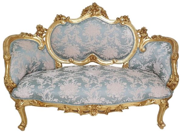 Classic Luxury Baroque Sofa 2 Seater Painted Gold Mahogany - 287