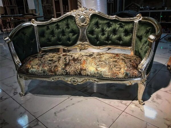 Daabadi Furniture Wholesale Classic Century French Louis XVI Sofa 2 Seater Painted Silver Mahogany Fabric Dark Grey 29