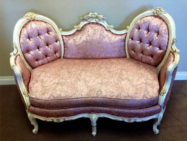 Daabadi Furniture Wholesale Classic Louise Sofa 2 Seater Painted White-Duco Mahogany Fabric Pink 38