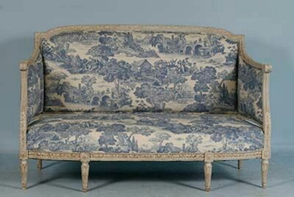 Daabadi Furniture Wholesale Classic French Racoco Sofa 2-Seater Painted White-Wash Mahogany Fabric Multi-Color