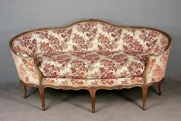 Daabadi Furniture Wholesale Classic Louise Sofa 2-Seater Painted Gold Mahogany Fabric Multi-Color