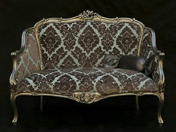 Daabadi Furniture Wholesale Classic Louise Sofa 2-Seater Painted Silver Mahogany Fabric Multi-Color