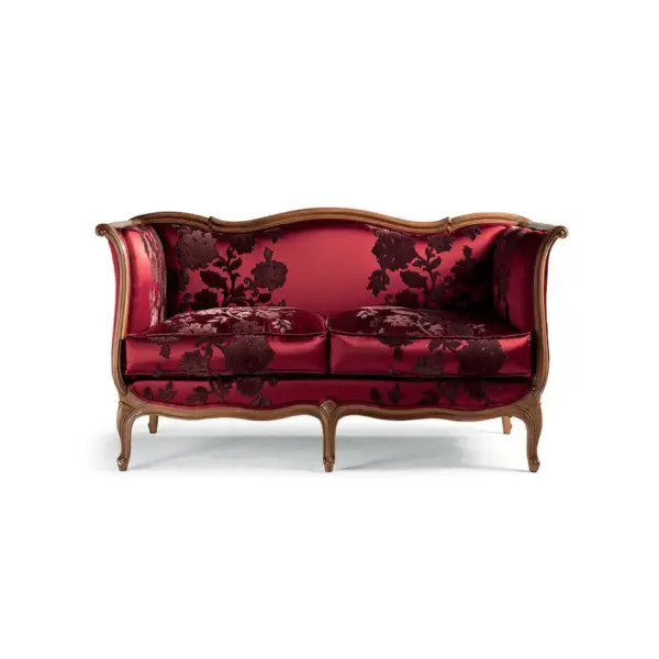 Classic Louise Sofa 2 Seater - Painted Gold Mahogany - Fabric Multi-Color 93