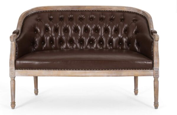 Classic Century French Louis XVI Sofa 2 Seater - Painted Gold Mahogany - Fabric Multi-Color 98