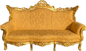 Daabadi Furniture Wholesale Classic Italian Style Sofa 3-Seater Painted Gold Mahogany Fabric Gold