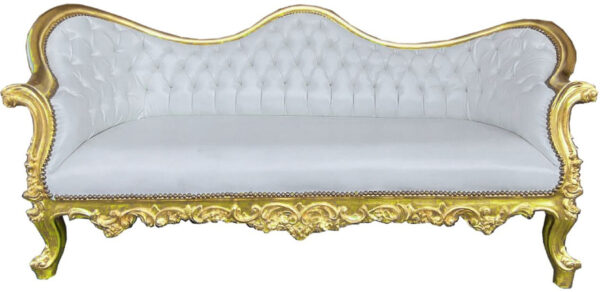 Daabadi Furniture Wholesale Classic European Style Sofa 3-Seater Painted Gold Mahogany Fabric White