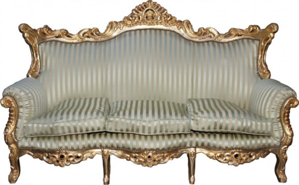 Daabadi Furniture Wholesale Classic Italian Style Sofa 3-Seater Painted Gold Mahogany Fabric Jade Green