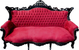 Daabadi Furniture Wholesale Classic French Style Sofa 3-Seater Painted Black-Duco Mahogany Fabric Red