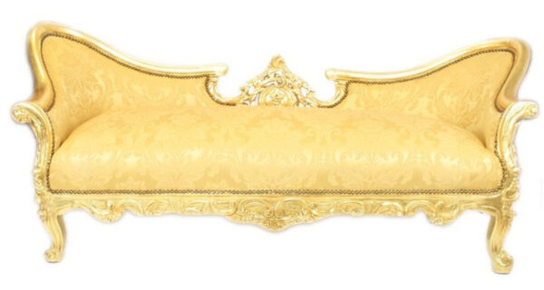 Daabadi Furniture Wholesale Classic European Style Sofa 3-Seater Painted Gold Mahogany Fabric Gold