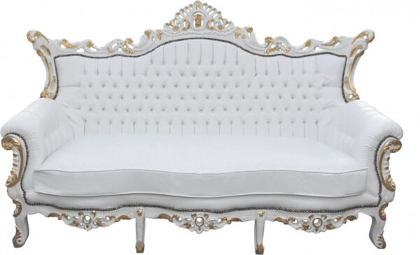 Daabadi Furniture Wholesale Classic French Style Sofa 3-Seater Painted White Mahogany Fabric White