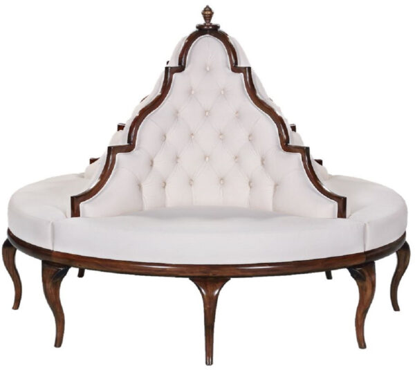 Daabadi Furniture Wholesale Classic Italian Style Sofa 3-Seater Painted Gold Mahogany Fabric White