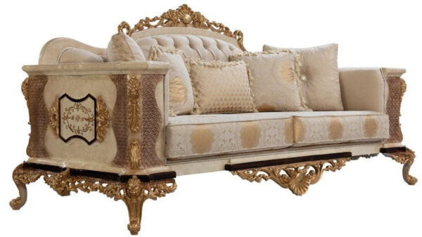 Daabadi Furniture Wholesale Classic French Style Sofa 3-Seater Painted Multicolor Mahogany Fabric Multi-Color