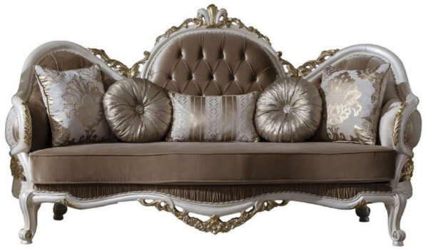 Daabadi Furniture Wholesale Classic French Style Sofa 3-Seater Painted White-Duco Mahogany Fabric Brown