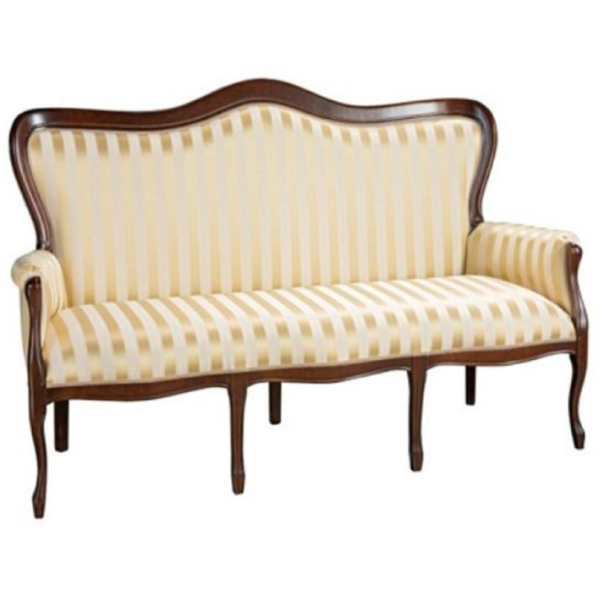 Daabadi Furniture Wholesale Classic Italian Style Sofa 3-Seater Painted Walnut Mahogany Fabric Beige