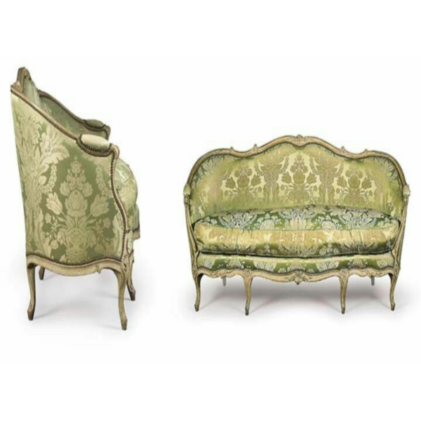 Daabadi Furniture Wholesale Classic European Style Sofa 3-Seater Painted Antique Cream Mahogany Fabric Beige