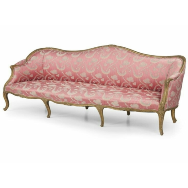 Daabadi Furniture Wholesale European Style Sofa 3-Seater Painted Antique Natural 4300 Fabric Pink