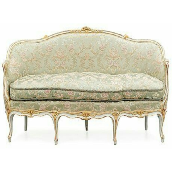 Daabadi Furniture Wholesale Classic European Style Sofa 3-Seater Painted Gold-White Mahogany Fabric Beige