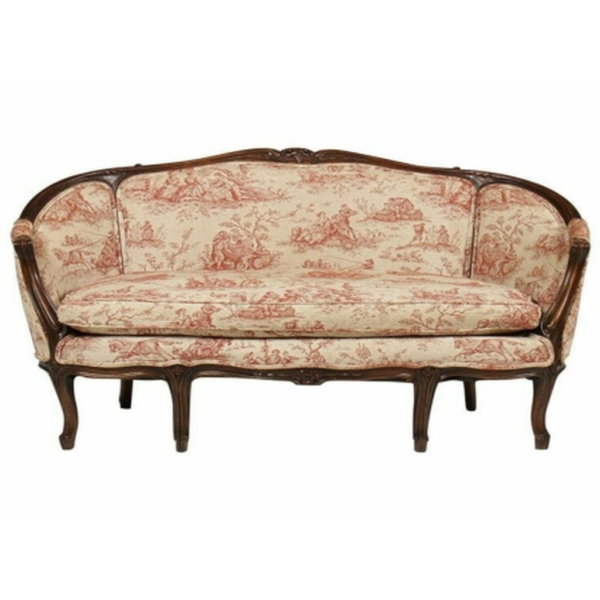 Daabadi Furniture Wholesale Classic Italian Style Sofa 3-Seater Painted Brown Mahogany Fabric Multi-Color
