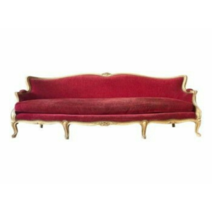 Daabadi Furniture Wholesale Classic Italian Style Sofa 3-Seater Painted Gold Mahogany Fabric Red