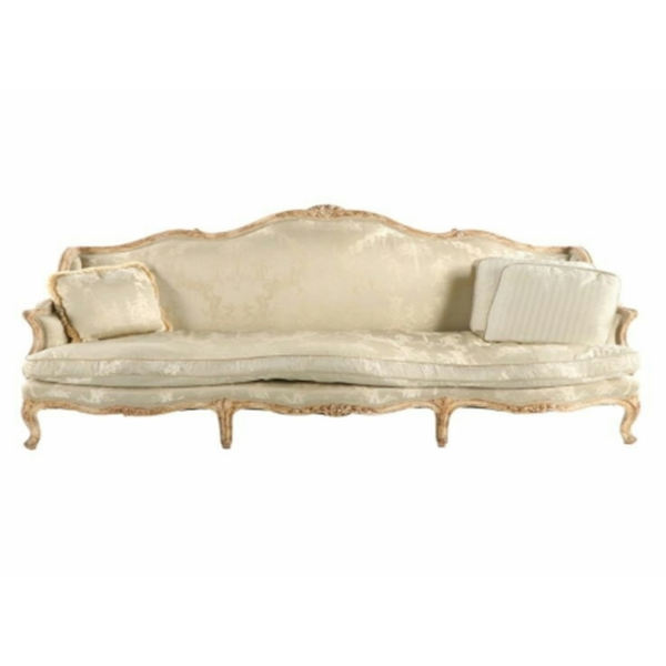 Daabadi Furniture Wholesale Classic European Style Sofa 3-Seater Painted Gold Mahogany Fabric White