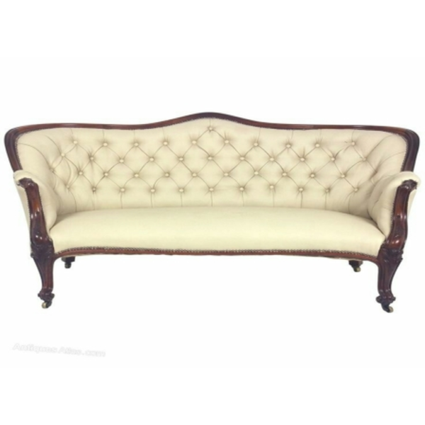 Daabadi Furniture Wholesale Classic French Style Sofa 3-Seater Painted Walnut Mahogany Fabric White