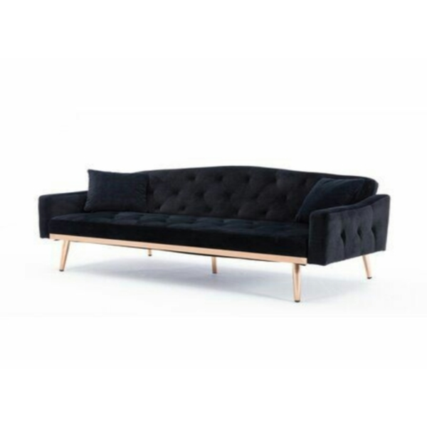 Daabadi Furniture Wholesale Classic Italian Style Sofa 3-Seater Painted Gold Mahogany Fabric Black