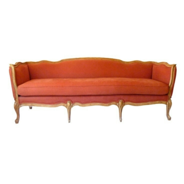 Daabadi Furniture Wholesale Classic European Style Sofa 3-Seater Painted Natural Mahogany Fabric Red