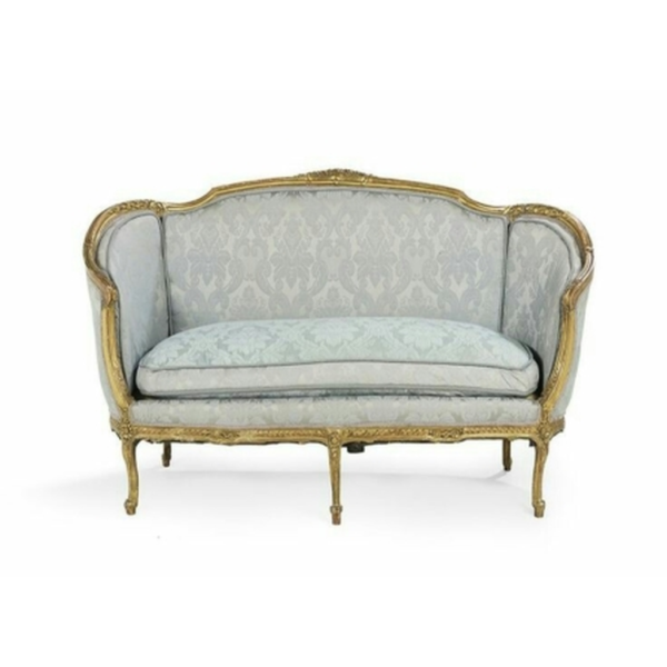 Daabadi Furniture Wholesale Classic European Style Sofa 3-Seater Painted Gold Mahogany Fabric Beige
