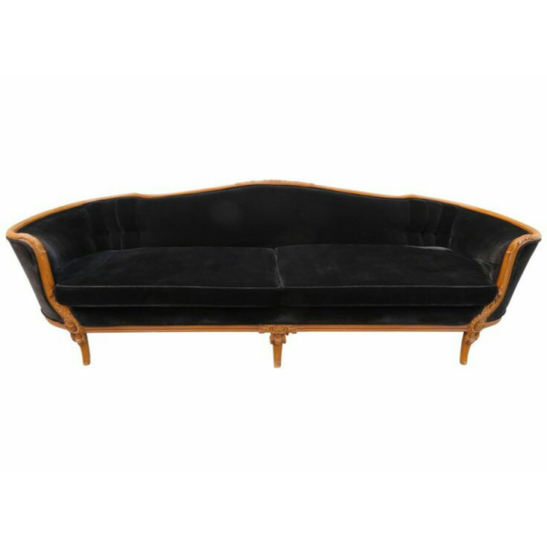 Daabadi Furniture Wholesale Classic French Style Sofa 3-Seater Painted Gold Mahogany Fabric Black