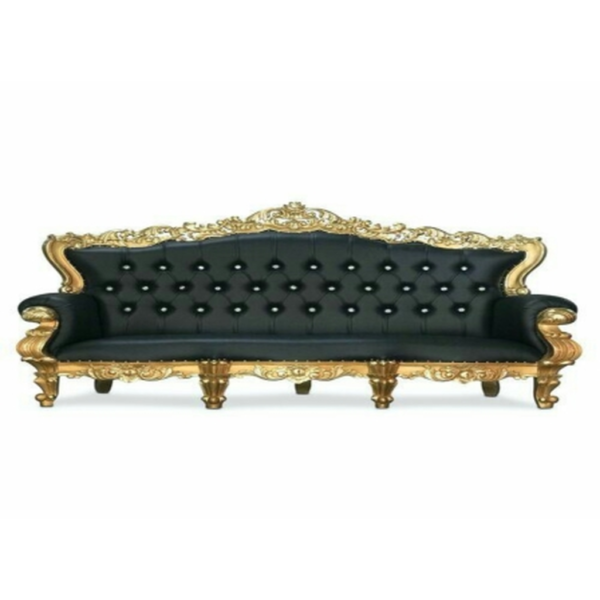 Daabadi Furniture Wholesale Classic Italian Style Sofa 3-Seater Painted Gold Mahogany Fabric Black