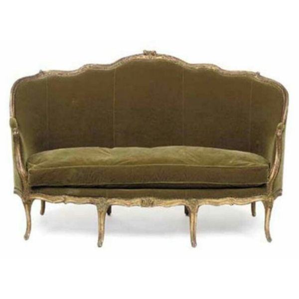 Daabadi Furniture Wholesale Classic Italian Style Sofa 3-Seater Painted Brown and Gold Mahogany Fabric Beige