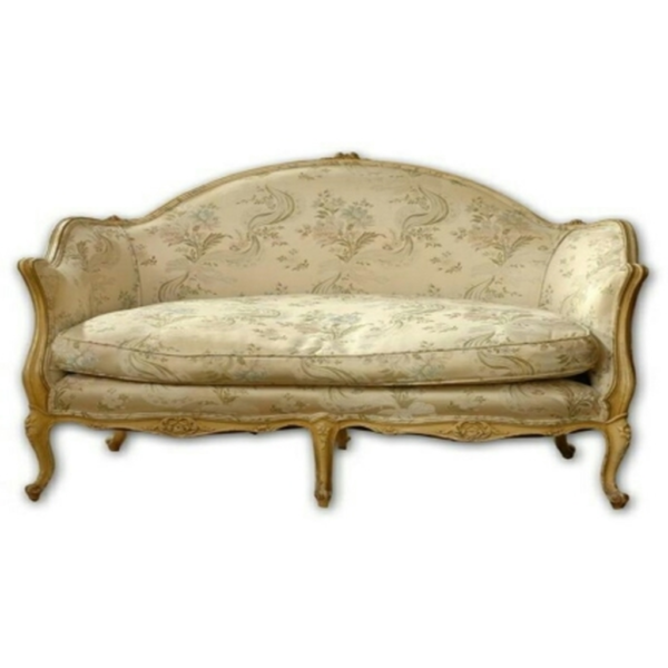 Daabadi Furniture Wholesale Classic French Style Sofa 3-Seater Painted Gold Mahogany Fabric Beige