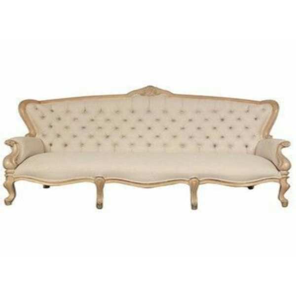 Daabadi Furniture Wholesale Classic French Style Sofa 3-Seater Painted Antique White Duco Mahogany Fabric Beige