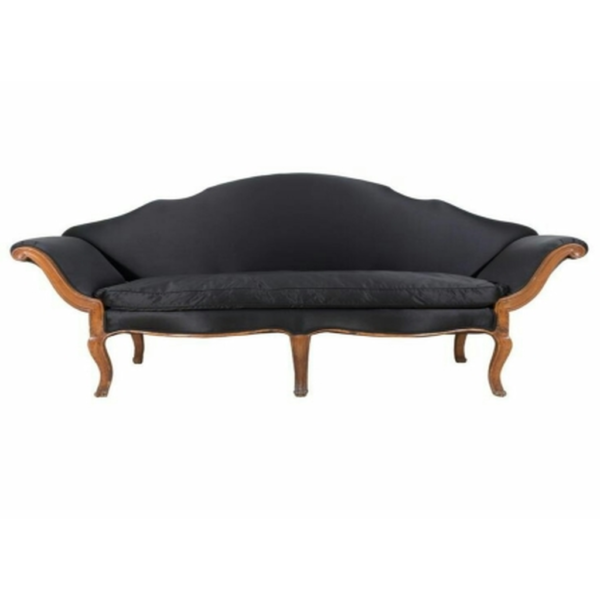 Daabadi Furniture Wholesale Classic European Style Sofa 3-Seater Painted Walnut Mahogany Fabric Black