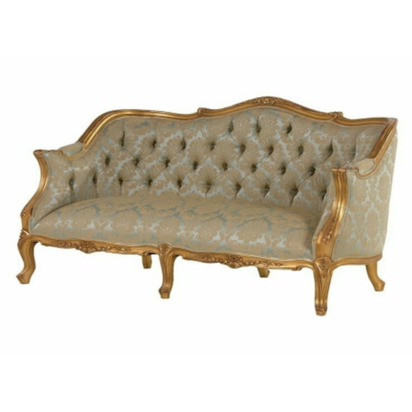 Daabadi Furniture Wholesale Classic Italian Style Sofa 3-Seater Painted Walnut Mahogany Fabric Beige