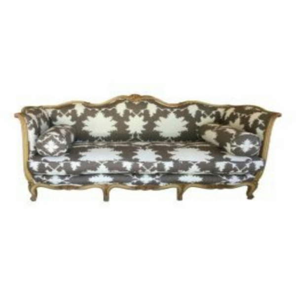 Daabadi Furniture Wholesale Classic European Style Sofa 3-Seater Painted Gold Mahogany Fabric Multi-Color