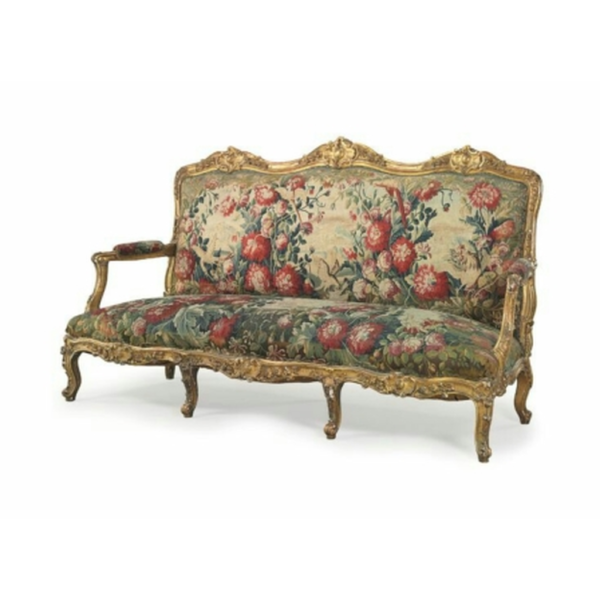Daabadi Furniture Wholesale Classic Italian Style Sofa 3-Seater Painted Gold Mahogany Fabric Green
