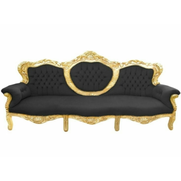 Daabadi Furniture Wholesale Classic French Style Sofa 3-Seater Painted Antique Gold Mahogany Fabric Black