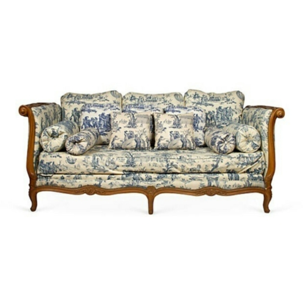 Daabadi Furniture Wholesale Classic Italian Style Sofa 3-Seater Painted Gold Mahogany Fabric Multi-Color